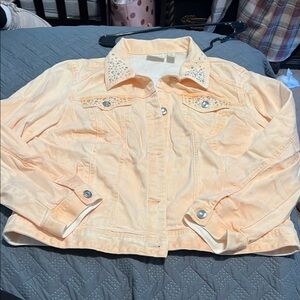 Studded Peach Denim Jacket